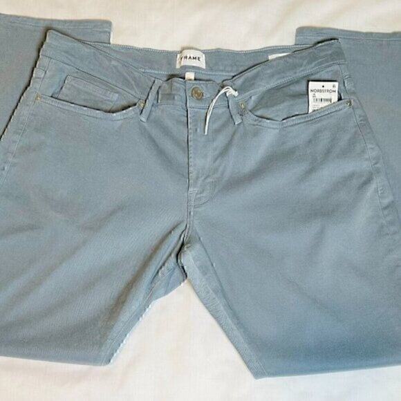 Frame LHomme Slim Men Jeans Size 38X32 Blue Straight Leg Comfort Stretch Twill - Picture 7 of 16
